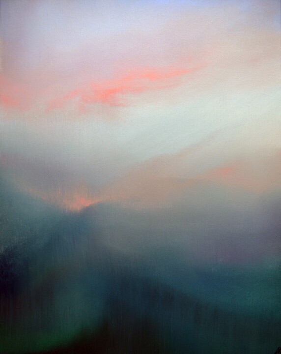 Malarstwo zatytułowany „Mist at dawn” autorstwa Antonina Runovska, Oryginalna praca, Olej Zamontowany na Drewniana rama noszy