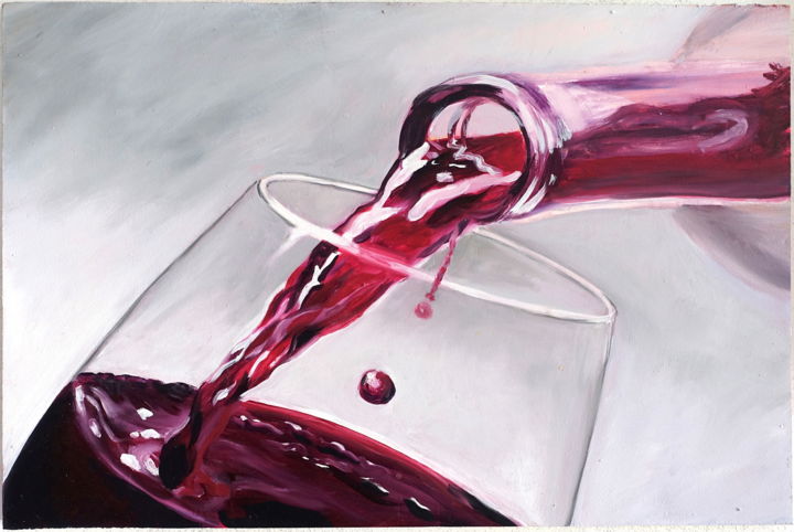 Schilderij getiteld "Copa de vino.jpg" door Antonio Muñoz Rodríguez, Origineel Kunstwerk, Olie