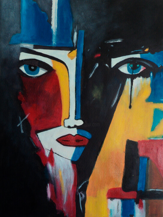Painting titled "Rostro de mujer" by Antonio Abril, Original Artwork, Oil