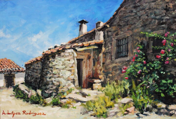 Pintura titulada "Casita de piedra" por Antonio Agustín López Rodríguez, Obra de arte original, Oleo Montado en Bastidor de…