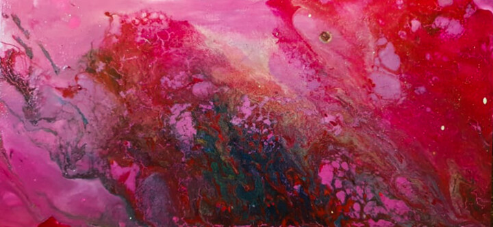 Peinture intitulée "Red, Roses and Wine" par Antonio Bagia, Œuvre d'art originale, Acrylique