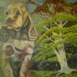 Pittura intitolato "cane" da Antonio Cariola, Opera d'arte originale, Olio