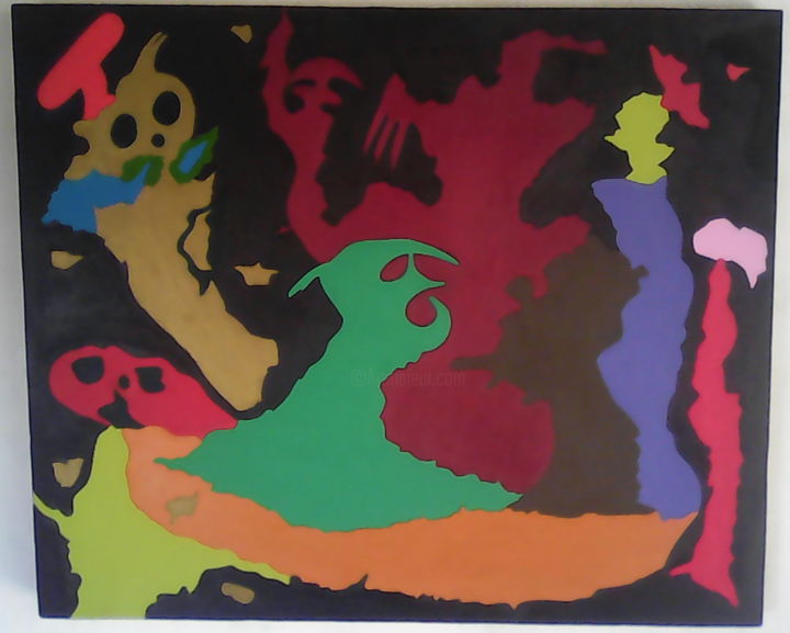 Pintura titulada "sonho fantasmagóric…" por Antônio Carlos Souza Vitorino, Obra de arte original, Oleo