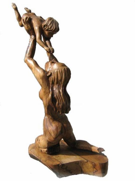 Skulptur mit dem Titel "IN ALTO" von Antonio D'Abramo, Original-Kunstwerk, Holz