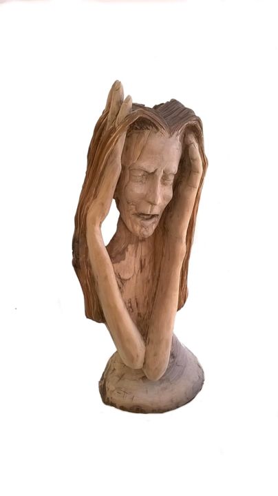 Skulptur mit dem Titel "DISPERAZIONE" von Antonio D'Abramo, Original-Kunstwerk, Holz