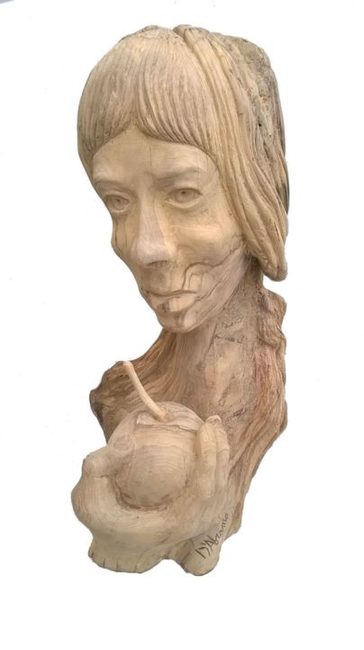 Skulptur mit dem Titel "LA MELA DEL PECCATO…" von Antonio D'Abramo, Original-Kunstwerk, Holz