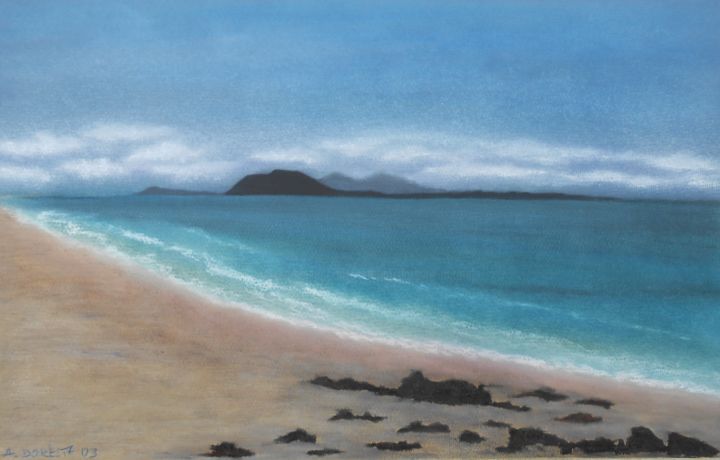 绘画 标题为“Playa de Corralejo” 由Antonio Doreste, 原创艺术品, 粉彩