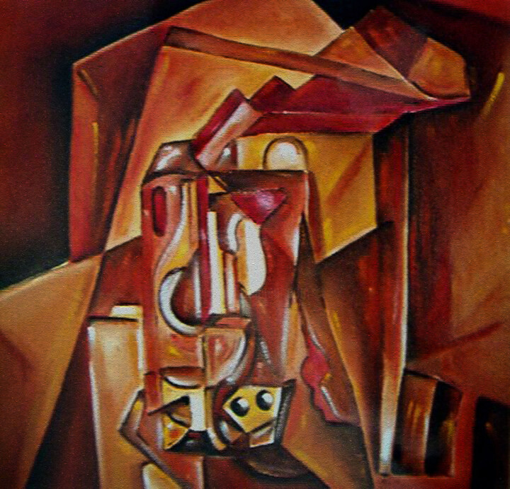 Pintura intitulada "Pensamento cubista" por Antonio Guimaraes, Obras de arte originais, Óleo