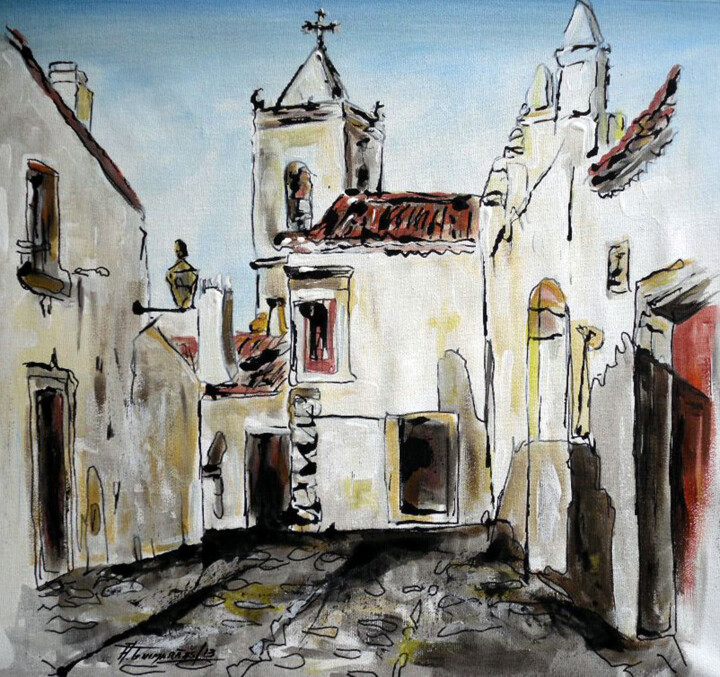 Pintura intitulada "Monsaraz-Alentejo-P…" por Antonio Guimaraes, Obras de arte originais, Acrílico