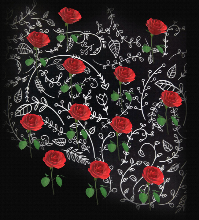 Artes digitais intitulada "Rosas da Vida..." por Antonio Guimaraes, Obras de arte originais, Trabalho Digital 2D