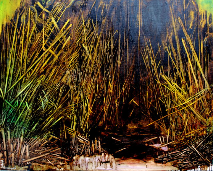 Painting titled "by the river" by Antonio Maggio Carluccio, Original Artwork, Oil