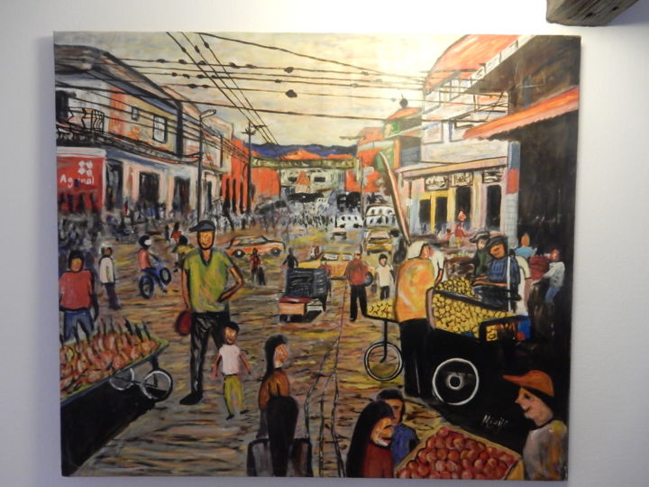Peinture intitulée "El mercado (Der Mar…" par Antonio Mena Omeara, Œuvre d'art originale