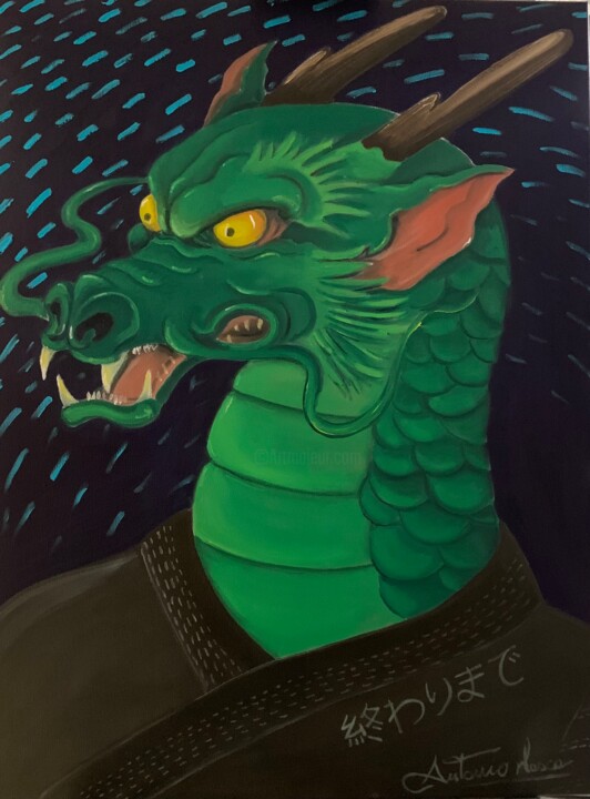 Painting titled "The bjj dragon" by Antonio Mosca, Original Artwork, Oil