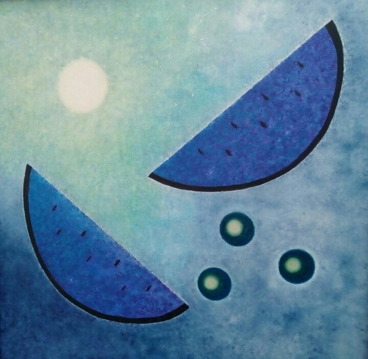 Pintura titulada "blue-watermelons.jpg" por Antonio Peña, Obra de arte original, Acrílico