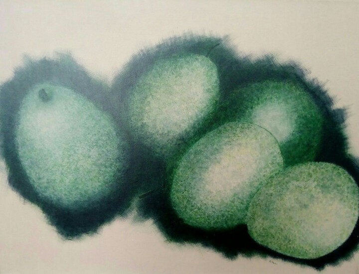 Pintura titulada "green-pears.jpg" por Antonio Peña, Obra de arte original, Acrílico