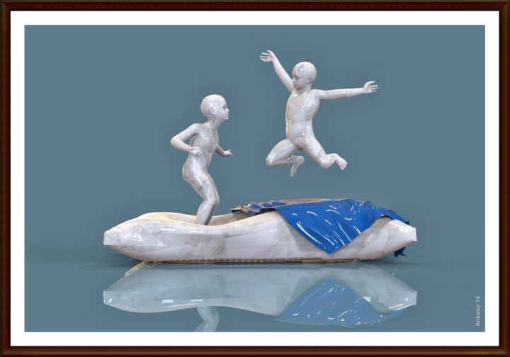 Digital Arts titled "salti sul letto" by Antonio Rafanelli, Original Artwork, 3D Modeling