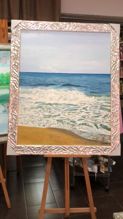 Painting titled "Rompiendo olas" by Antonio Sánchez Cabello, Original Artwork, Oil