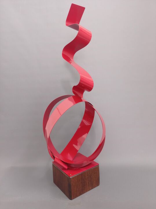 Escultura titulada "Fita Equilíbrio Ver…" por Antonio Spinosa, Obra de arte original, Metales