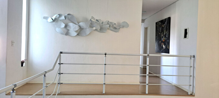 Escultura titulada "Díptico Ondas Branc…" por Antonio Spinosa, Obra de arte original, Metales