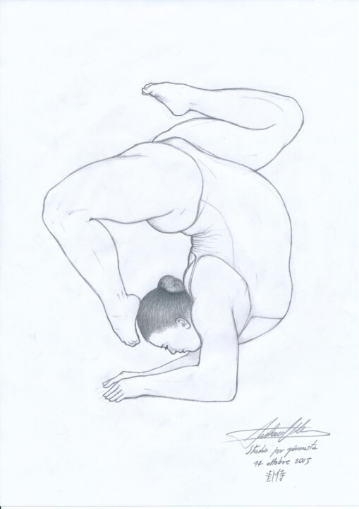 Dessin intitulée "Studio per ginnasta…" par Antonio Valenti, Œuvre d'art originale, Crayon