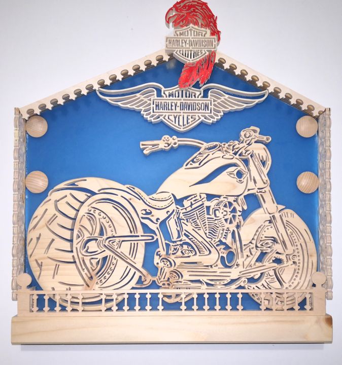 Design intitulée "Harley Davidson" par Zaglio, Œuvre d'art originale, Bois