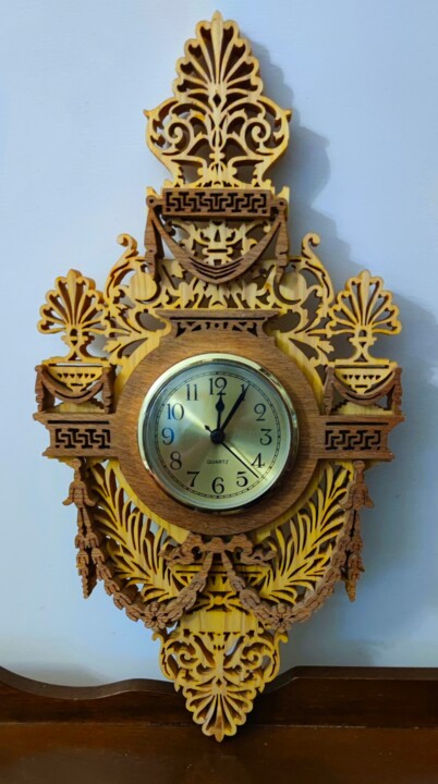 Γλυπτική με τίτλο "clock flower" από Zaglio, Αυθεντικά έργα τέχνης, Ξύλο