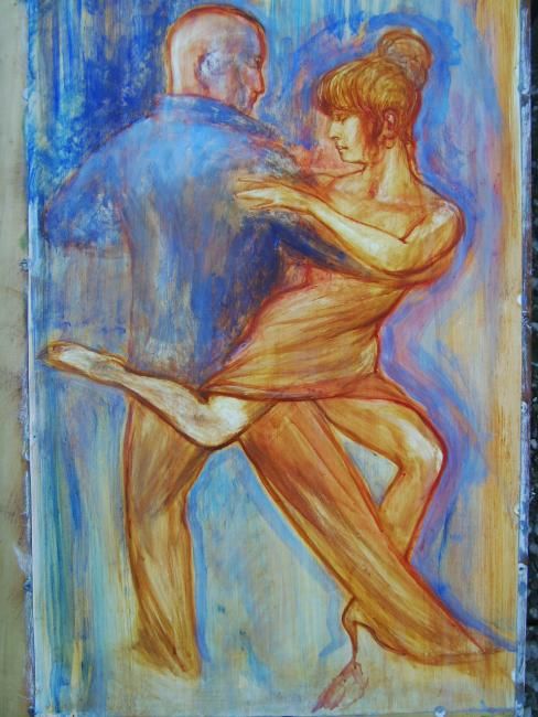 Pintura intitulada "tango-abrazo de pie…" por Antonio Benfenati, Obras de arte originais