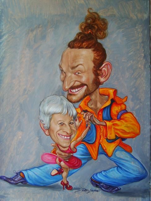 Painting titled "tango-caricatura de…" by Antonio Benfenati, Original Artwork