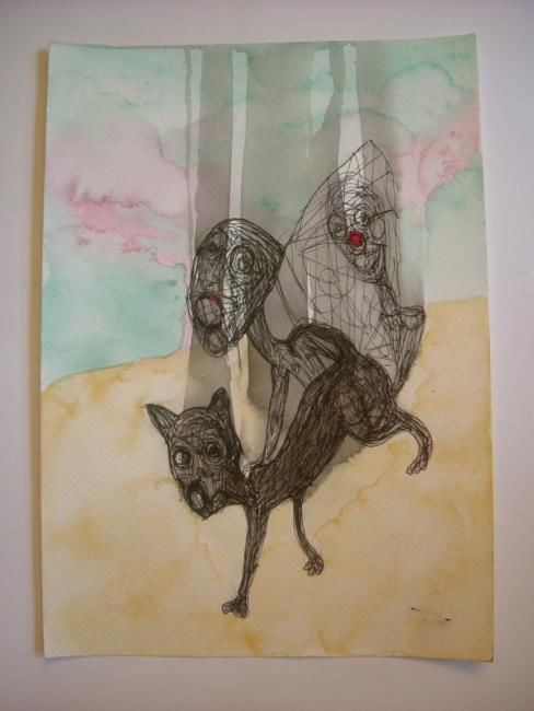 Disegno intitolato "cats" da Antonio Cabrera, Opera d'arte originale