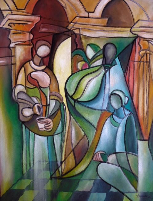 Pintura intitulada "dar àgua a quem tem…" por Antonio Guimaraes Santos, Obras de arte originais