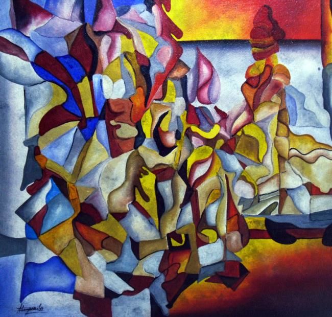 Painting titled "Poema africano" by Antonio Guimaraes Santos, Original Artwork