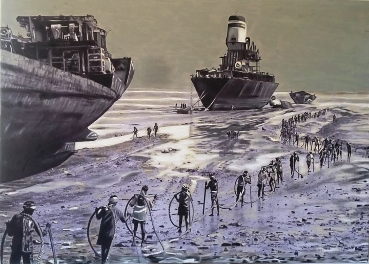 Pintura intitulada "DESCANSO DOS GUERRE…" por Marco Bulhões, Obras de arte originais, Óleo