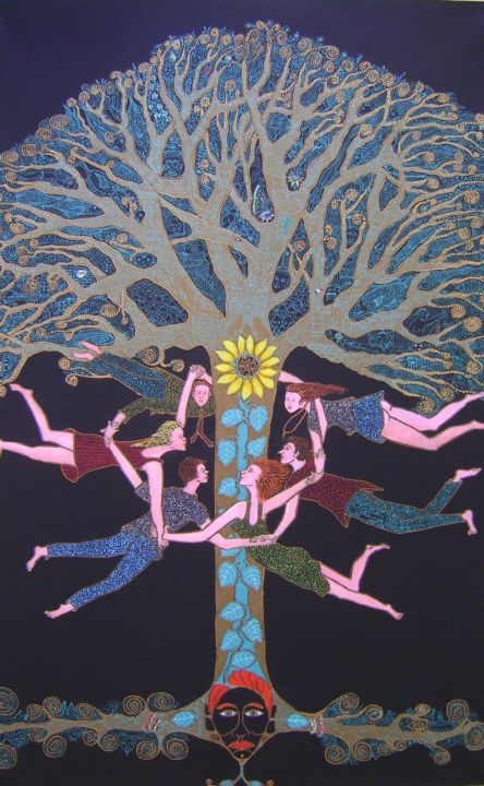 Pittura intitolato "L'albero della gioia" da Antonio Presti, Opera d'arte originale, Acrilico
