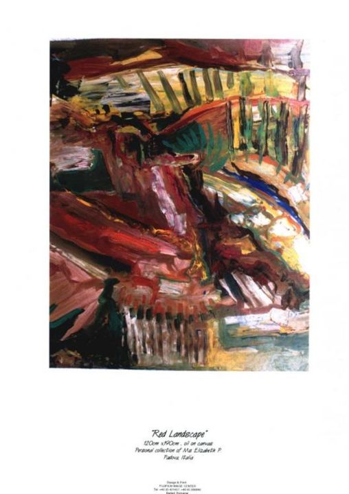 Painting titled "Red Landscape" by Romeo, Original Art,