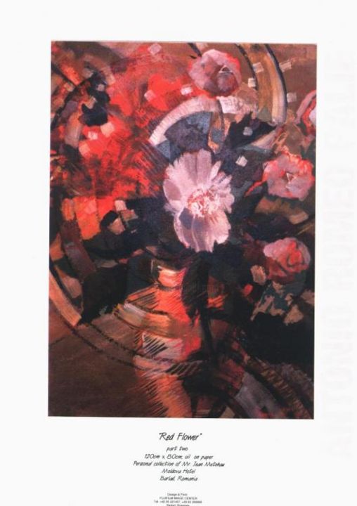 Painting titled "Red Flower" by Romeo, Original Art,