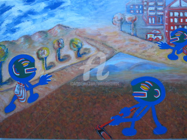 Painting titled "Chemins de la Vie…" by Antonio Santos, Original Artwork, Oil