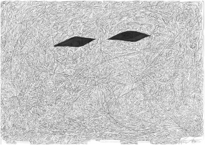 Dessin intitulée "Eyes" par Antonio Serrao, Œuvre d'art originale, Stylo à bille