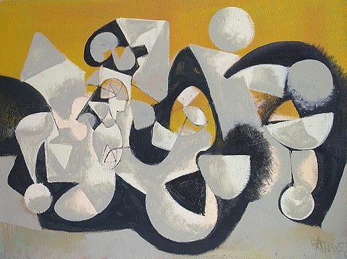 Painting titled ""Composition with a…" by Nikolay Antonov, Original Artwork