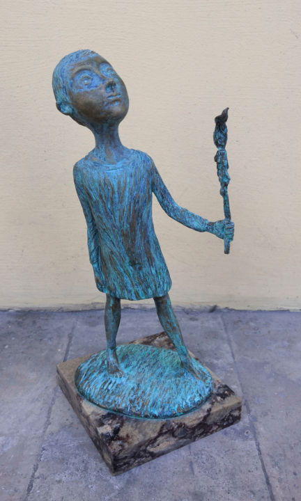 Sculpture titled "Мальчик со свечой." by Roman Antonov, Original Artwork, Casting