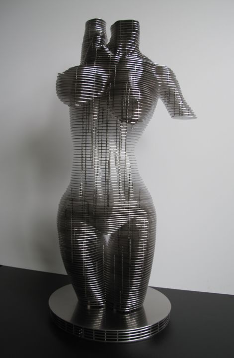 Sculpture titled "женский торс 2" by Anton Iltsen, Original Artwork, Stainless Steel