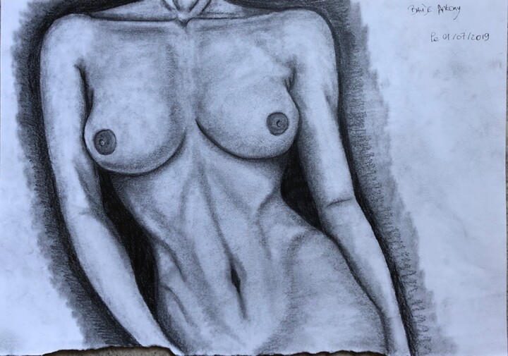 Dessin intitulée "Buste de femme" par Antony Baude, Œuvre d'art originale, Crayon