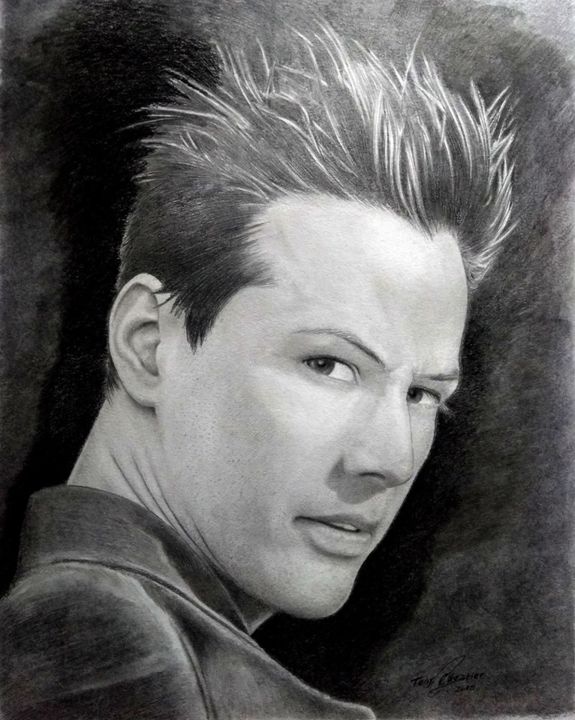 Drawing titled "keanu Reeves" by Tony, Original Artwork, Pencil