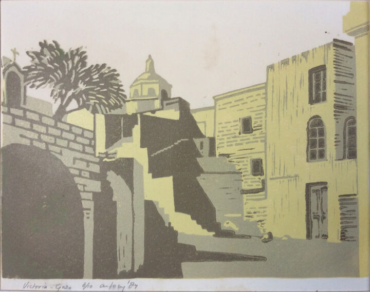 Gravures & estampes intitulée "Victoria-Gozo" par Antony De Baat, Œuvre d'art originale, Linogravures