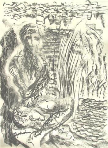 Tekening getiteld "Lady at the water" door Antoon Diepstraten, Origineel Kunstwerk, Anders