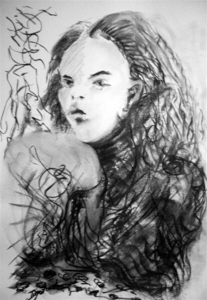 Drawing titled "First Girl" by Antoon Diepstraten, Original Artwork, Other