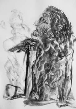 Drawing titled "Oberon" by Antoon Diepstraten, Original Artwork, Charcoal