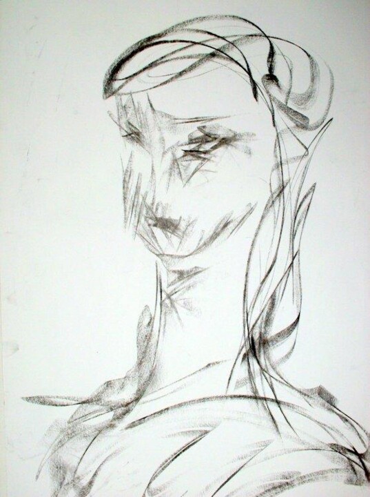 Рисунок под названием "She" - Antoon Diepstraten, Подлинное произведение искусства, Древесный уголь