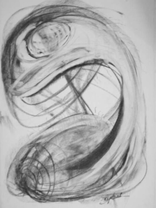 Drawing titled "Nessy" by Antoon Diepstraten, Original Artwork, Charcoal