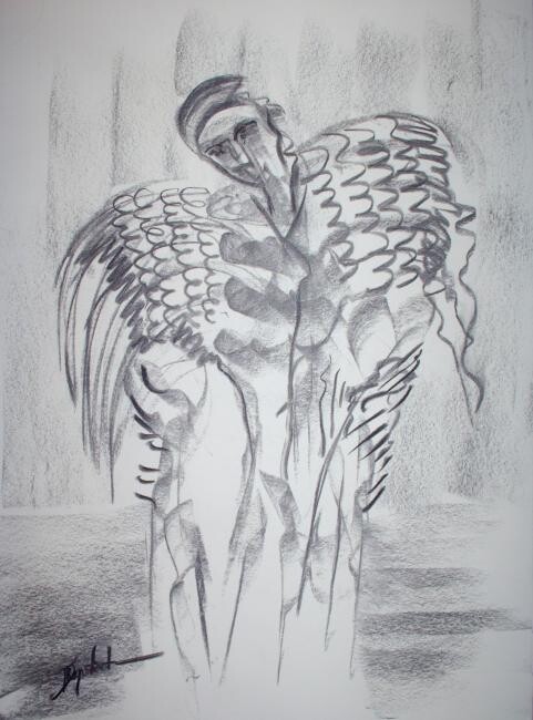 Tekening getiteld "European Angel" door Antoon Diepstraten, Origineel Kunstwerk, Anders