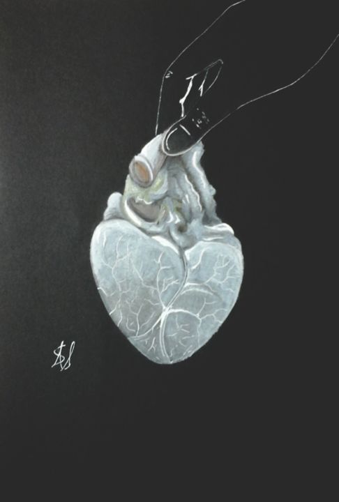 Disegno intitolato "Ink's heart" da Antonietta Stefania Di Rosa, Opera d'arte originale, Gesso